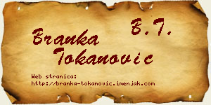 Branka Tokanović vizit kartica